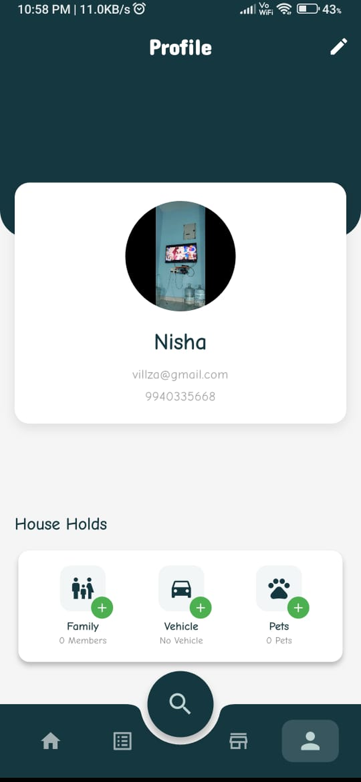 Villza profile screen